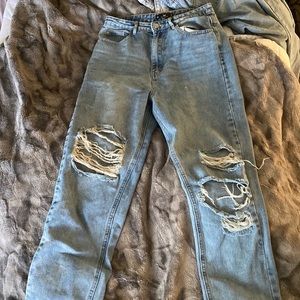 High waisted ripped mom jeans